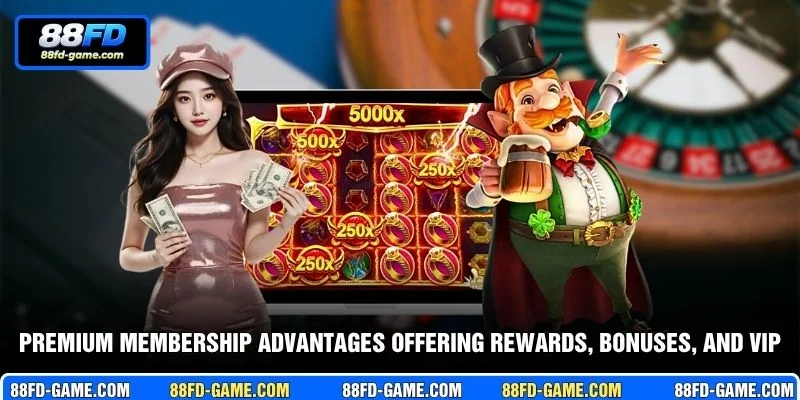 Premium membership advantages offering rewards, bonuses, and VIP